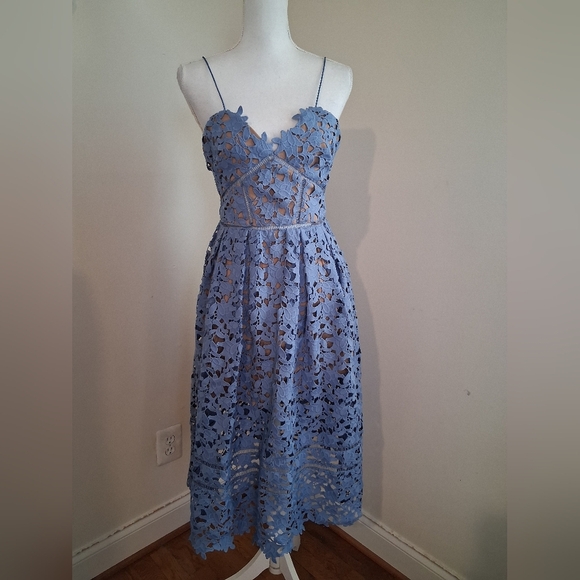 Self-Portrait Azalea Lace Dress in Baby Blue Size 0 - Picture 4 of 13